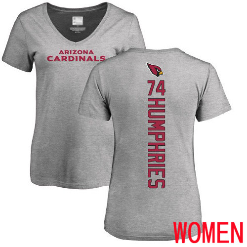 Arizona Cardinals Ash Women D.J. Humphries Backer V-Neck NFL Football #74 T Shirt